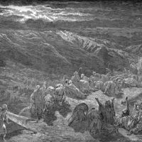 "Giving of the Law Upon Mt Sinai" woodcut by Gustave Dore